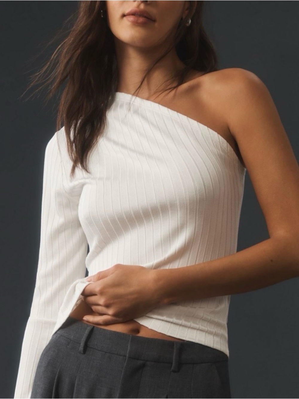 NWOT Anthropologie One-Shoulder Ribbed Top